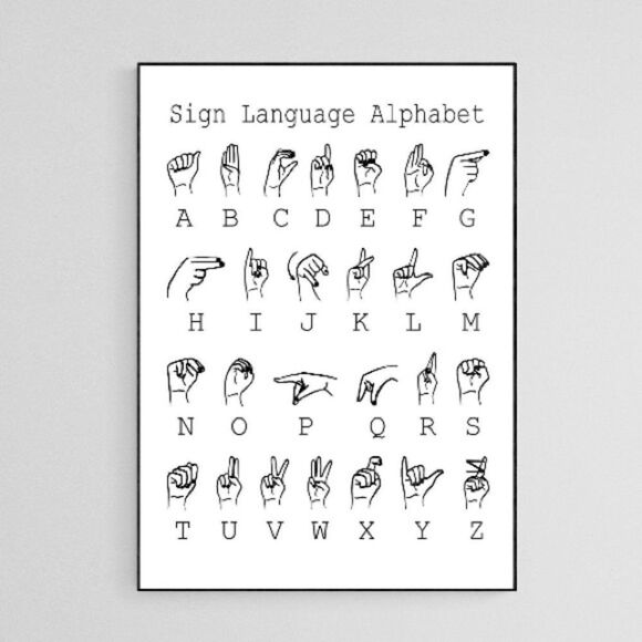 ASL Sign Language Alphabet Print - Picture 1 of 3
